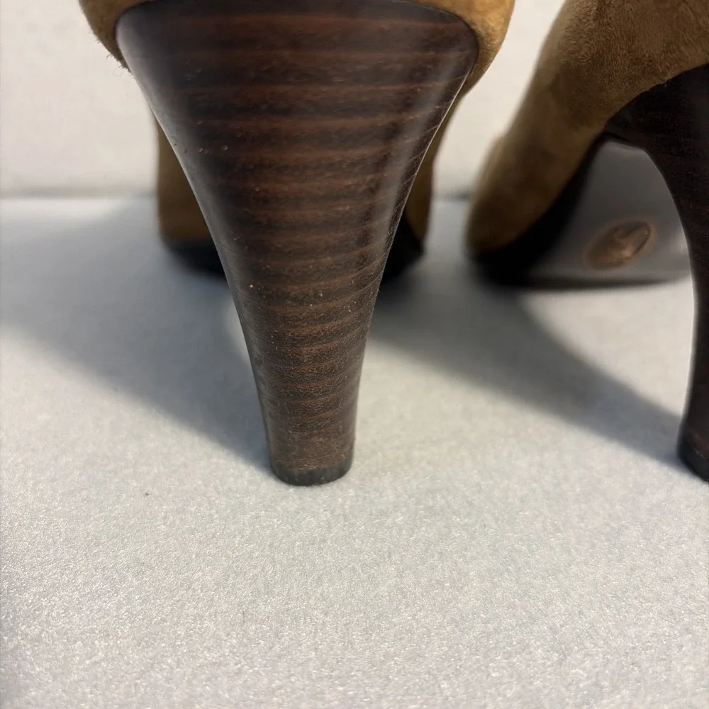 Sofft Camel Tan Suede Pumps Women 10M Block Heel Comfort Classic Dress Shoes